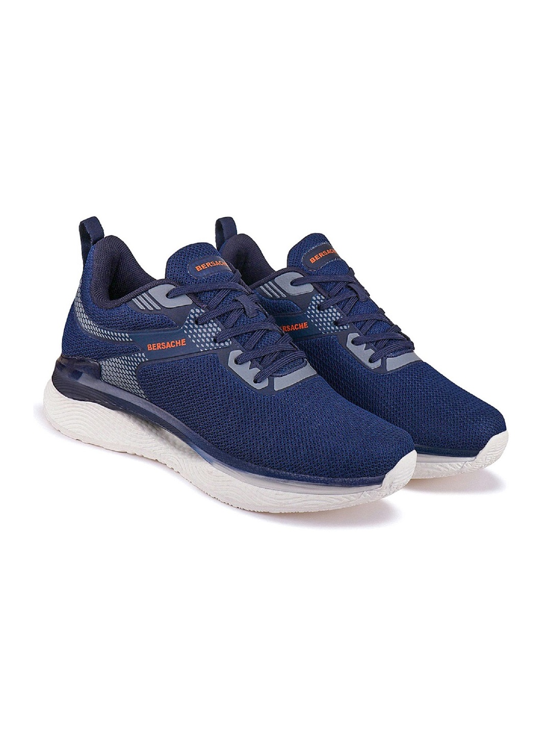 

BERSACHE Men Lace-Up Round Toe Flyknit Sneakers, Blue