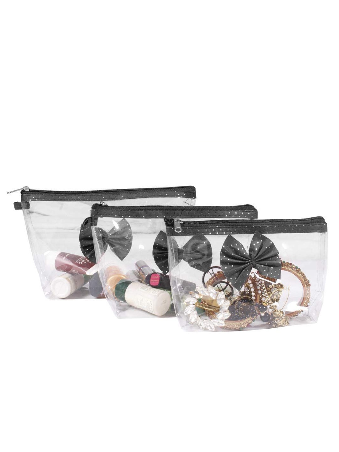 

prettykrafts Black & Transparent 3 Pieces Reusable Jewellery Organisers