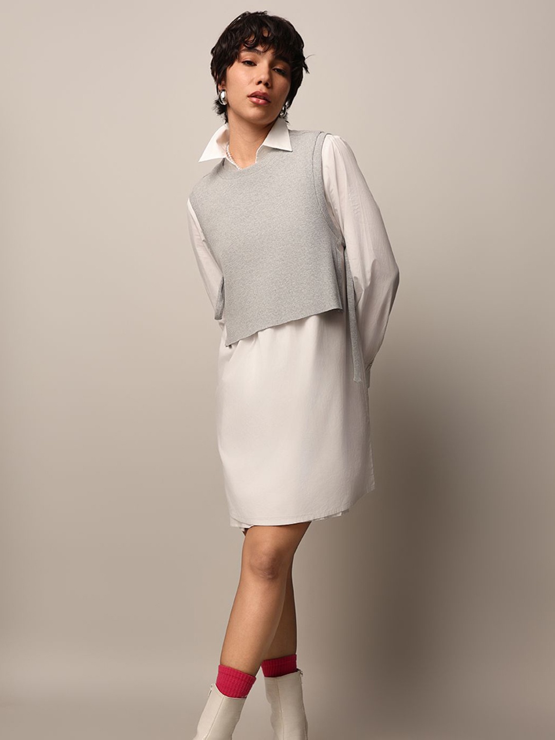 

ONLY Women Solid Fit & Flare Mini Dress, White
