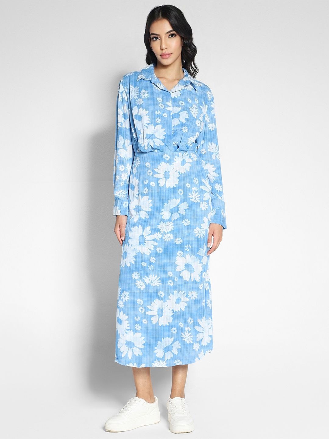 

AMERICAN EAGLE OUTFITTERS Women Floral Print A-Line Midi Dress, Blue