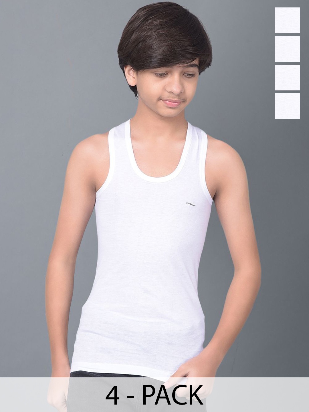 

Dollar Bigboss Boys Pack of 4 Cotton Innerwear Vest, White