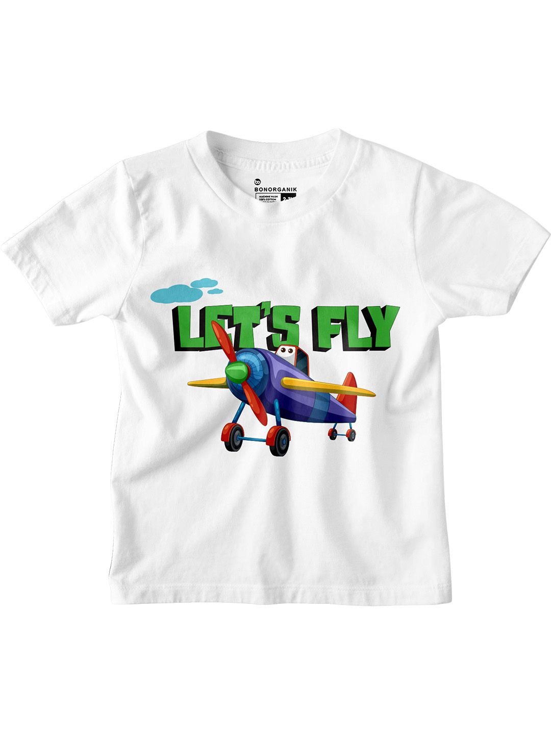 

BonOrganik Boys Typography Printed Round Neck Cotton T-shirt, White