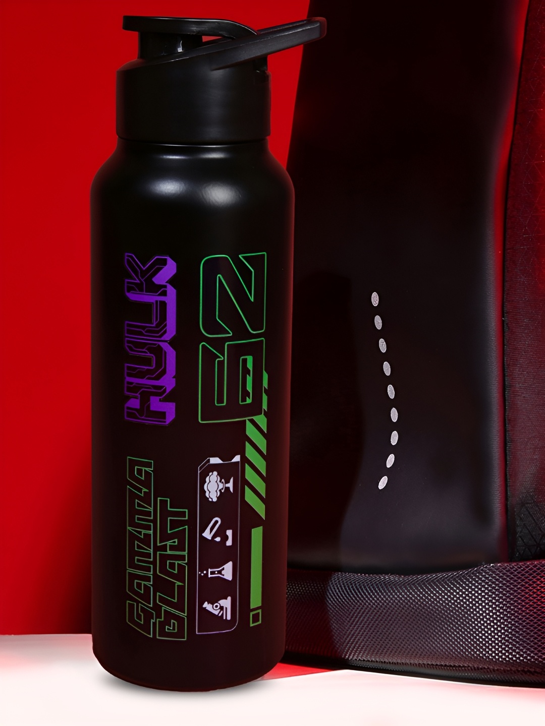 

MARVEL STREET Black Hulk Printed Stainless Steel Single Wall Vacuum Water Bottle 750ml