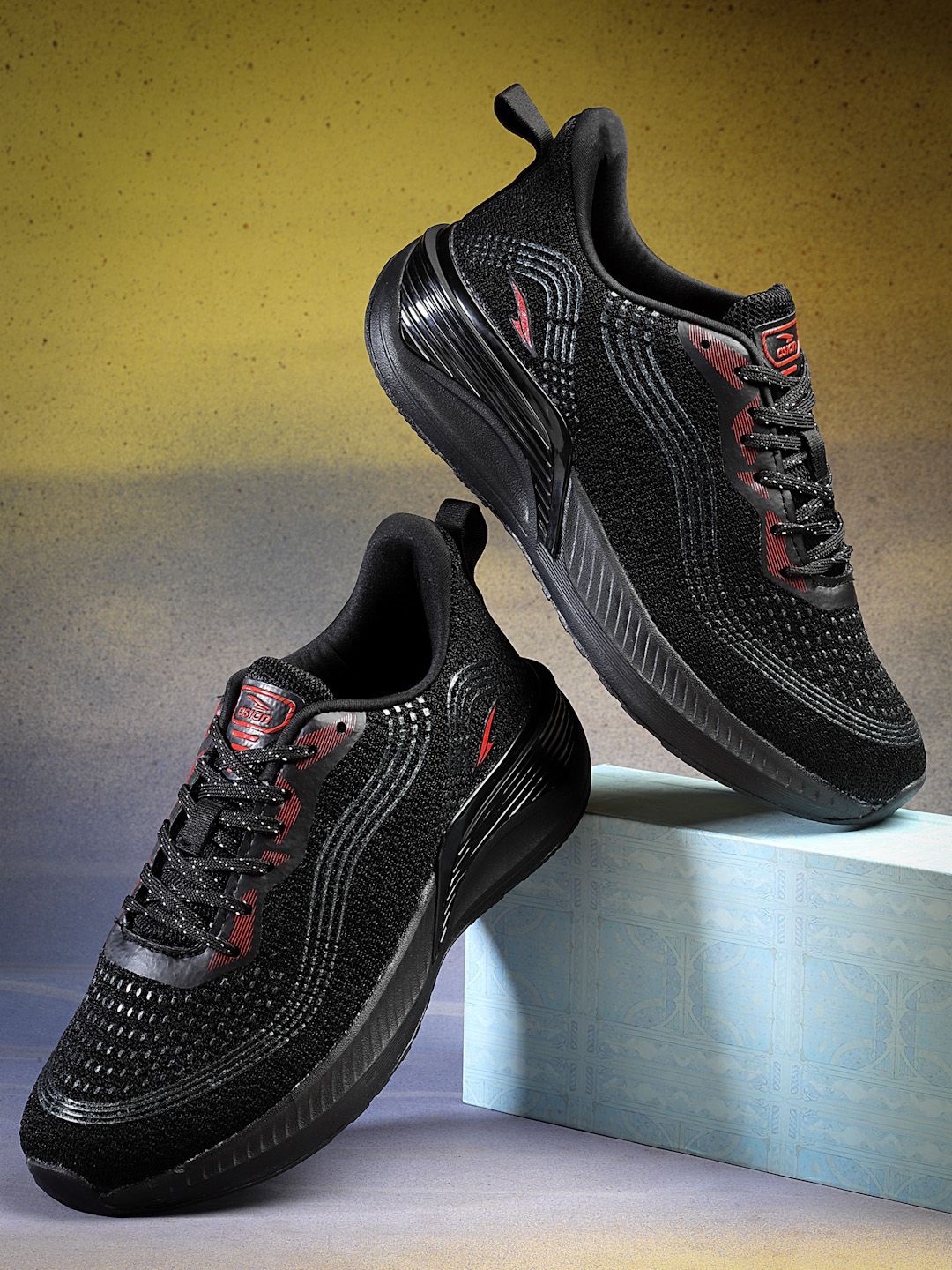 

ASIAN Men Mesh Running Non-Marking Lace-Ups Shoes, Black