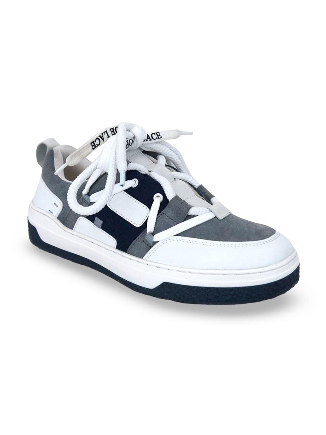 

mccoy Men Colourblocked Lace-Up Leather Sneakers, Grey