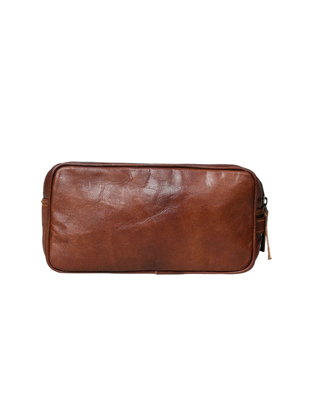 

MaheTri Unisex Textured Leather Toiletry Pouch, Brown