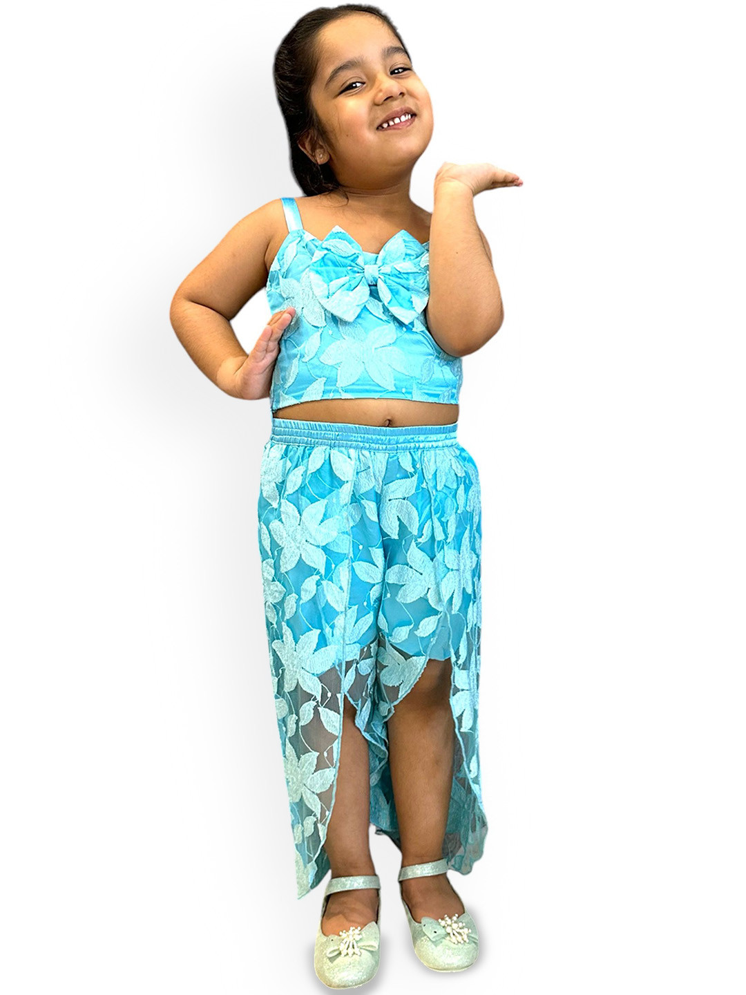 

Samsara Couture Girls Top With Palazzos, Blue