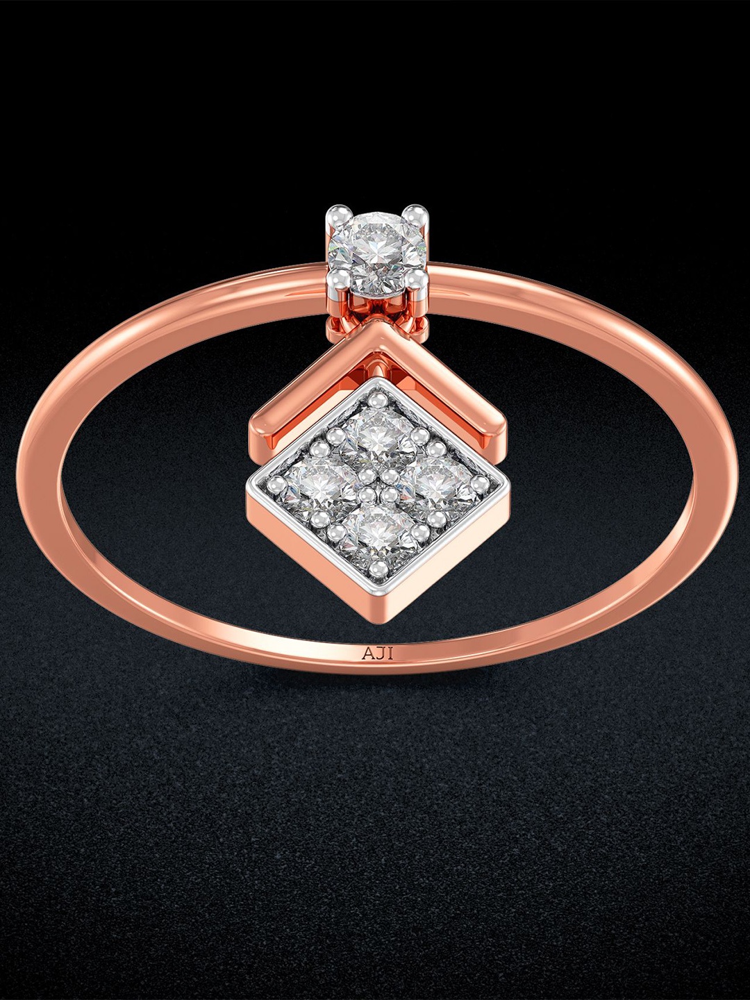 

Joyalukkas Women 18kt Rose Gold Rhombus Diamond Ring 1.17gm