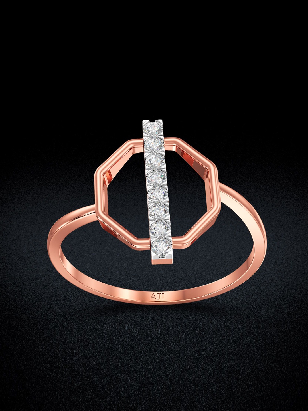 

Joyalukkas Women 18Kt Diamond Studded Finger Ring, Rose gold