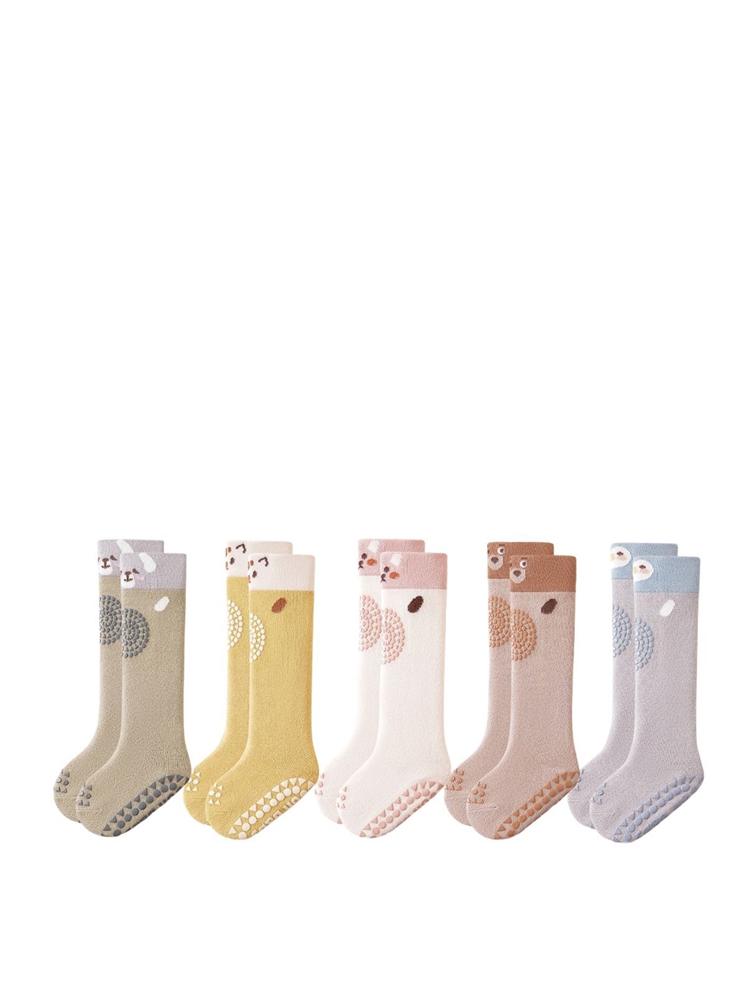 

iSWEVEN Kids Pack of 5 Patterned Above Knee-Length Socks, White