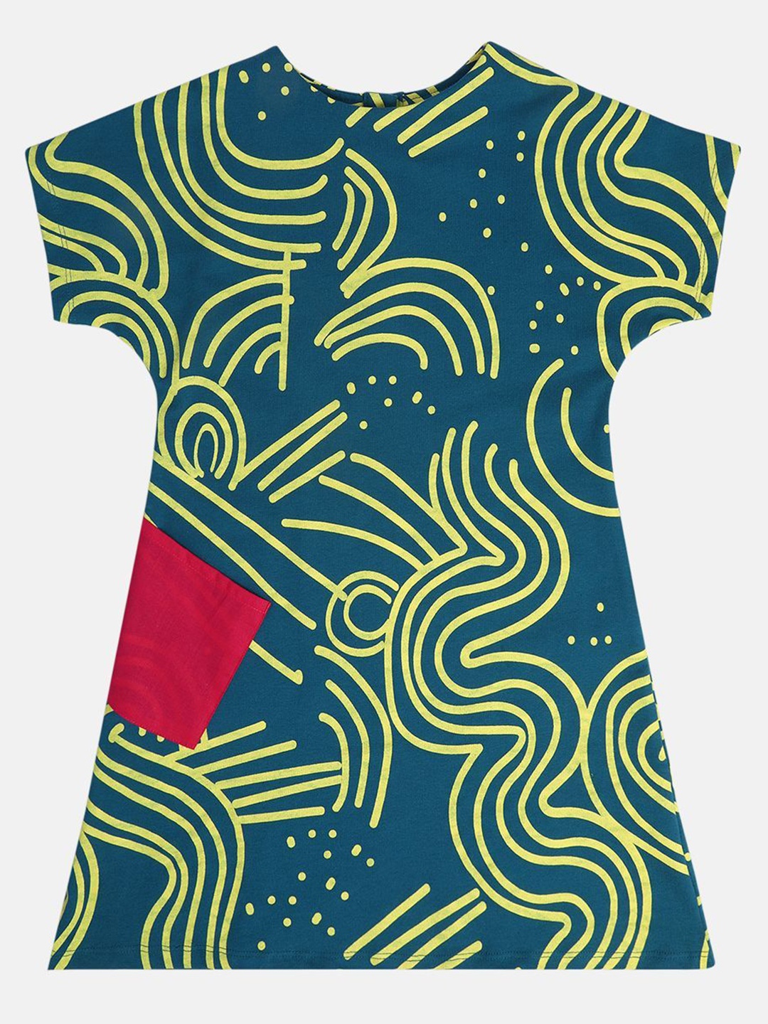 

MINI KLUB Girls Abstract Printed A-Line Dress, Teal