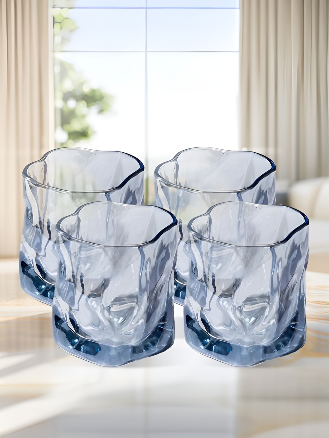 

The Better Home Blue 4 Pieces Dishwasher Safe Juice Glasses 230ml