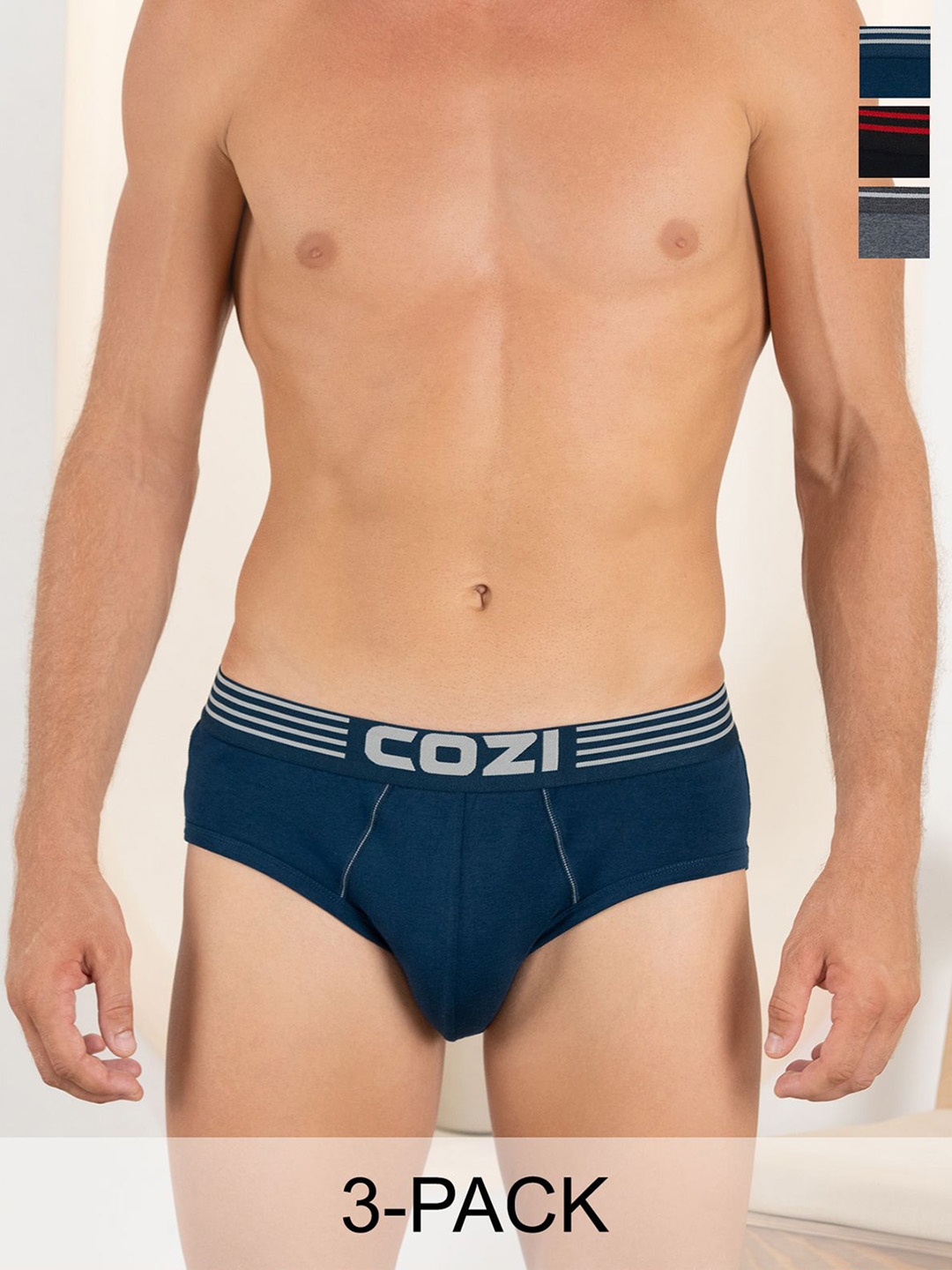 

Lux Cozi Men Pack Of 3 Assorted Pure Cotton Basic Briefs COZI_1121_LUXURY_AST_3PC-Assorted