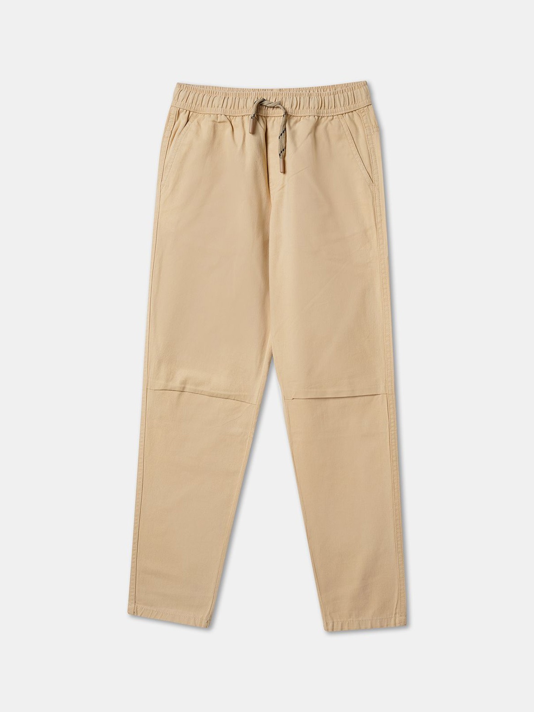 

R&B Boys Solid Mid-Rise Cotton Regular Trousers, Beige