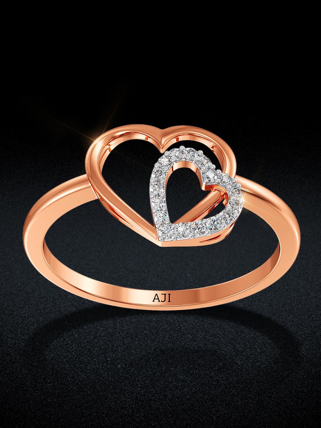 

Joyalukkas Women 18KT Heart Entwine Gold Diamond Ring, Rose gold