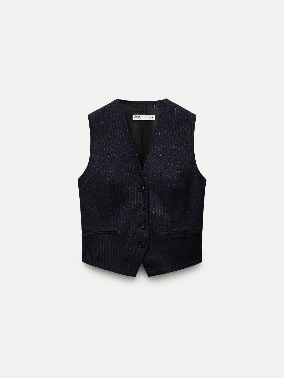 

ZARA Women Navy Blue Waistcoat