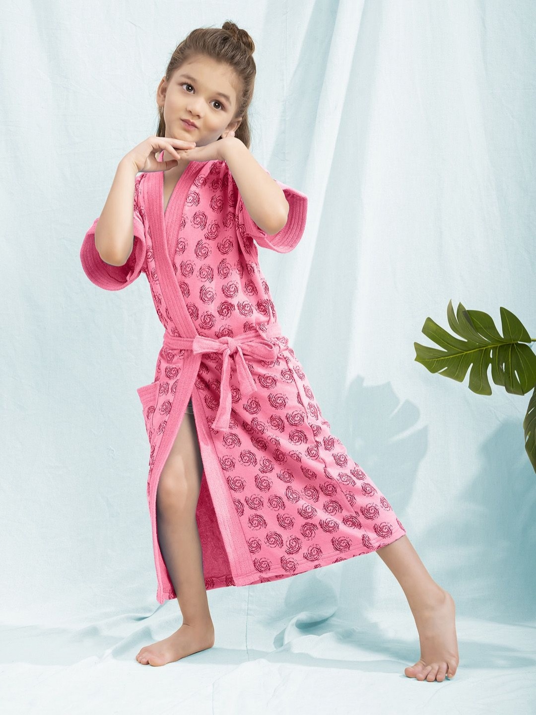 

LacyLook Kids Pink Printed Terry Cotton Bath Robe