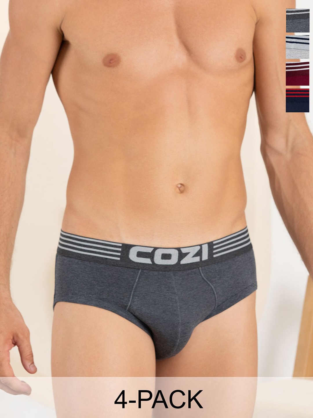 

Lux Cozi Men Pack Of 4 Assorted Pure Cotton Basic Briefs COZI_1121_LUXURY_AST_4PC
