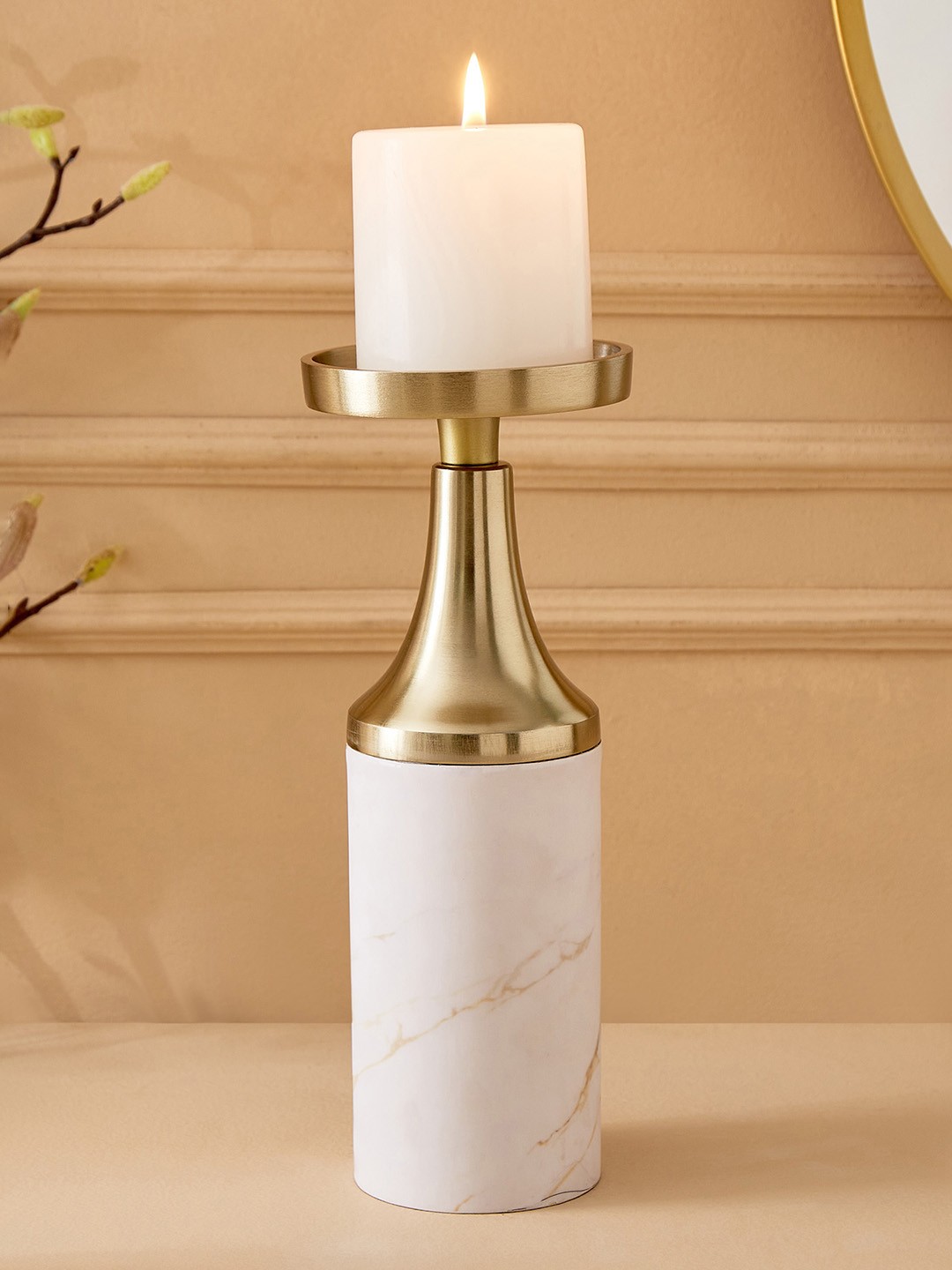 

Home Centre Beige & White Candle Holder