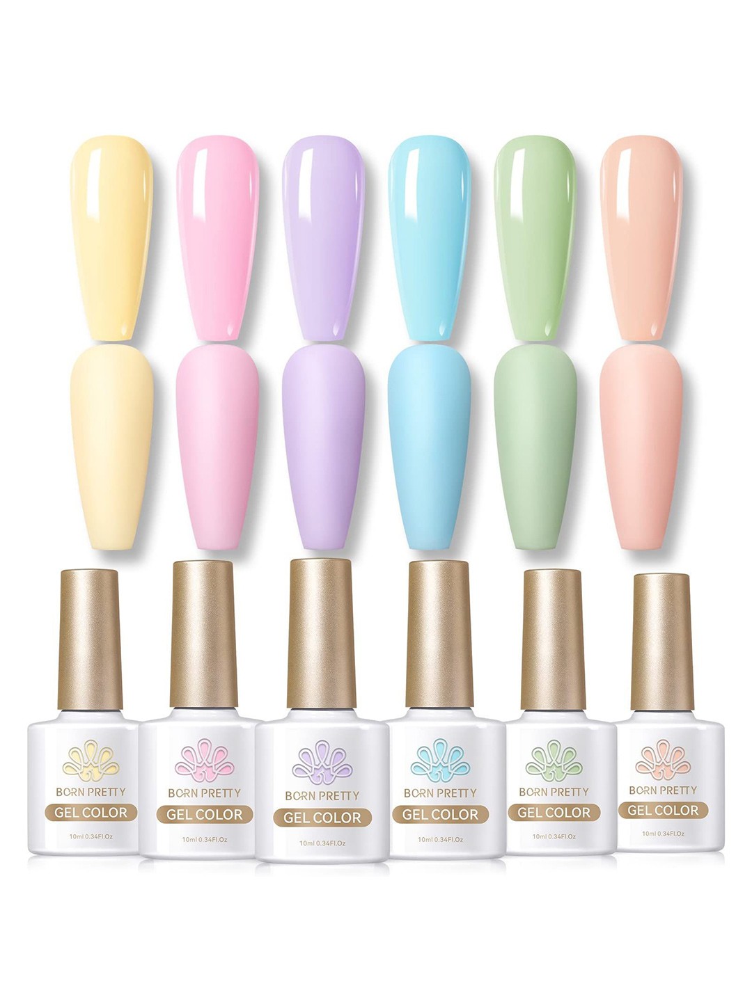 

BORN PRETTY Set of 6 Macaron Candy Sweet Gel Nail Polish - 10ml, Yellow