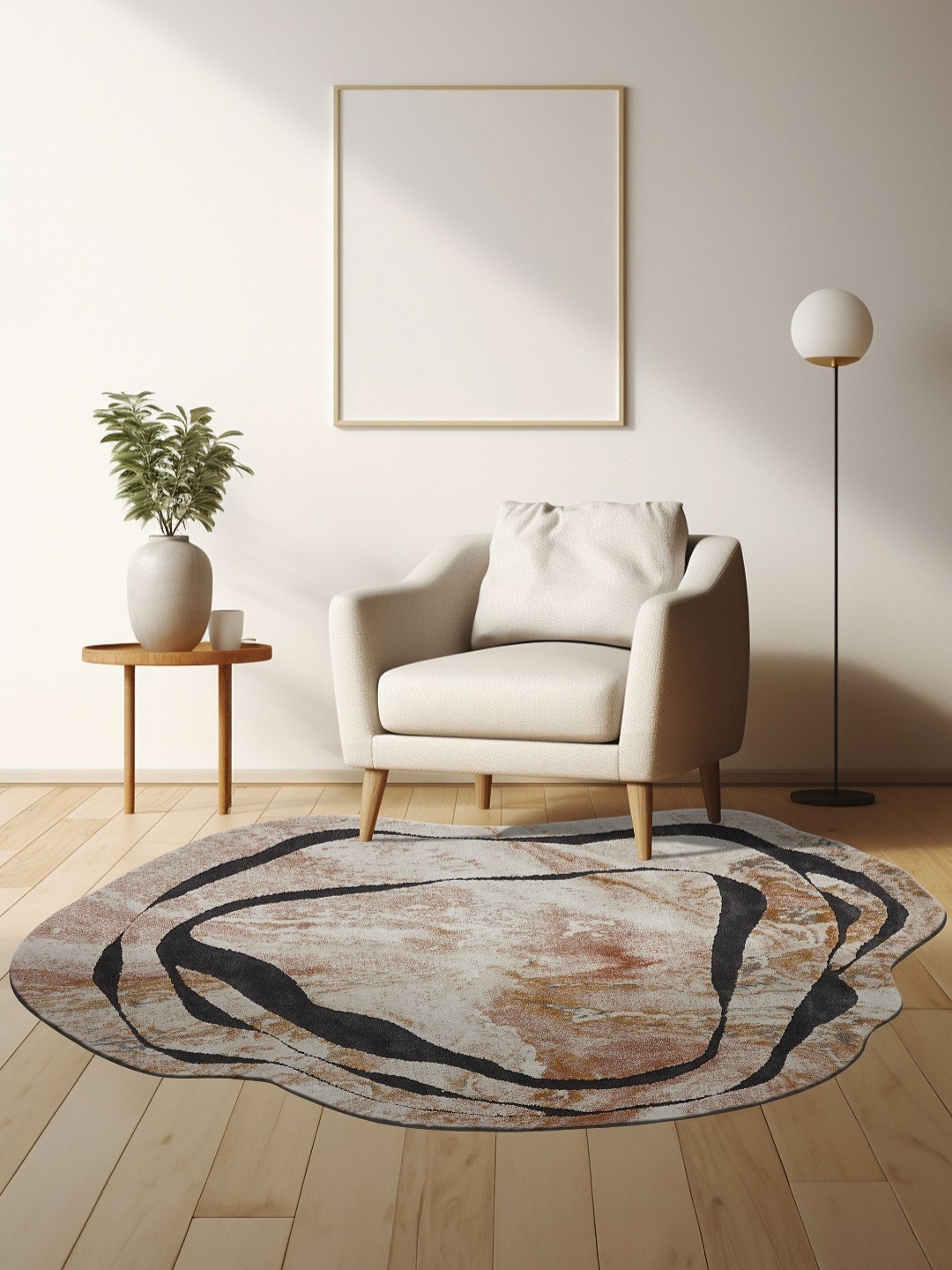 

OBSESSIONS Yellow & Cream Abstract Anti-Skid Carpet