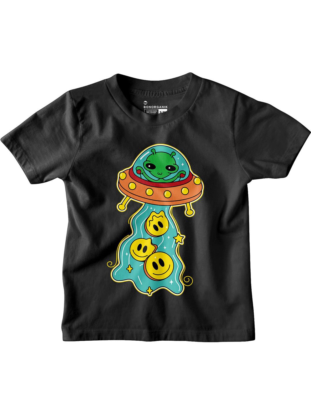 

BonOrganik Boys Graphic Printed Round Neck Cotton T-shirt, Black