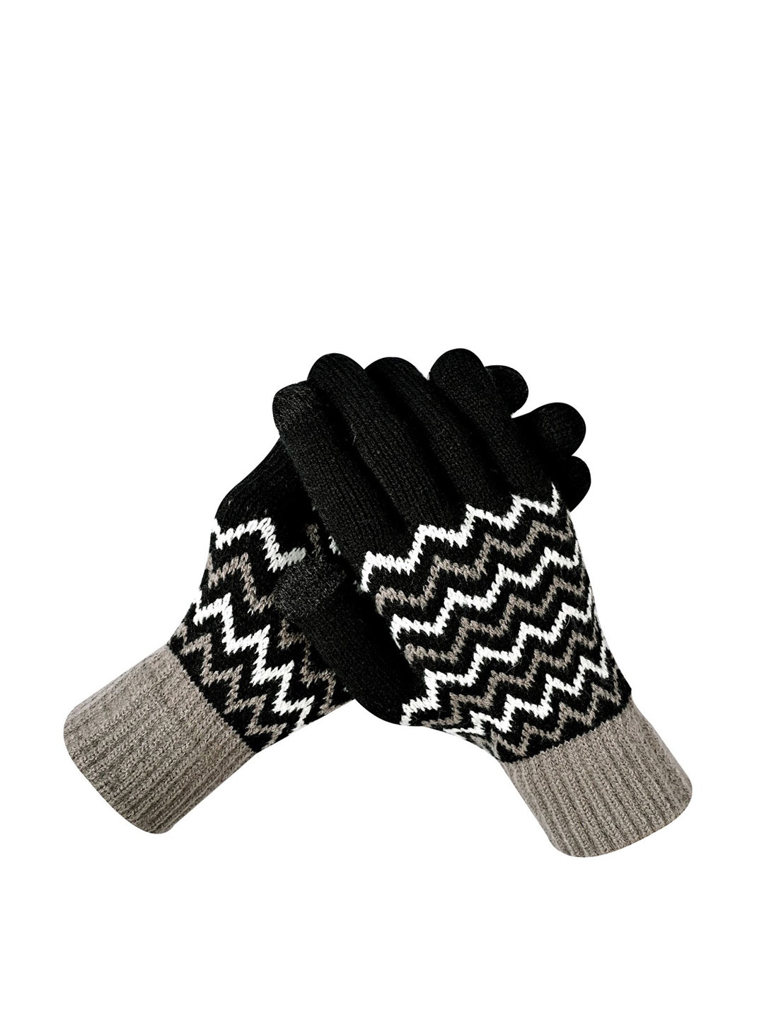 

LOOM LEGACY Men Striped Acrylic Touchscreen Gloves, Black