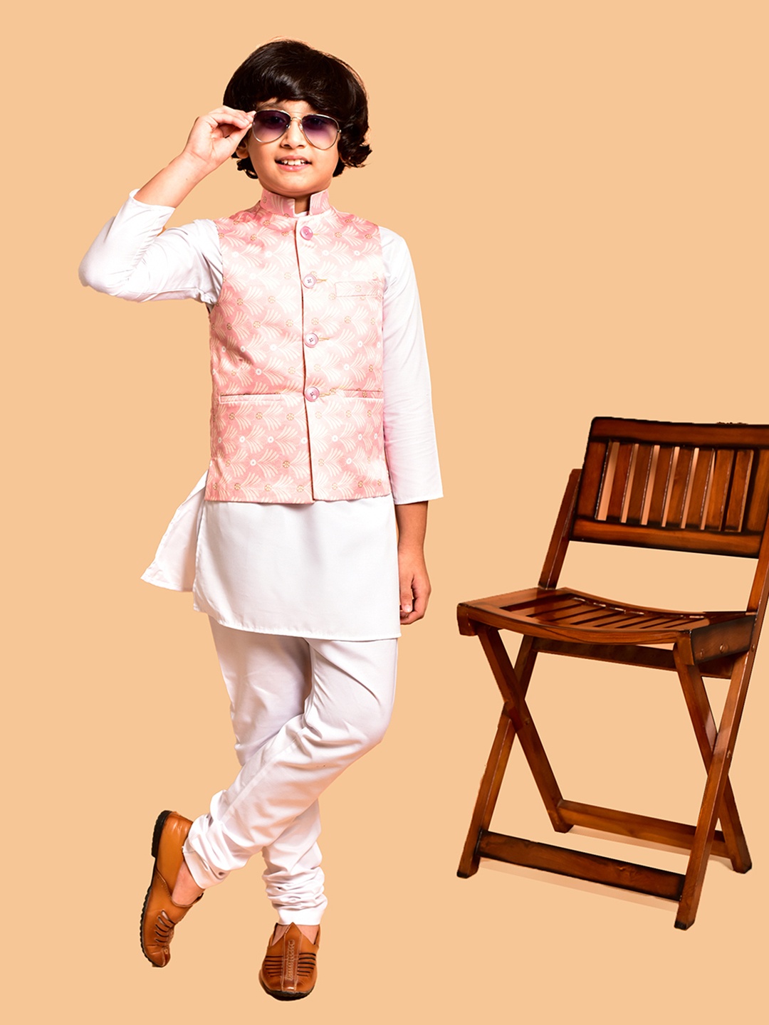 

PRINTCULTR Boys Regular Kurta with Churidar, White
