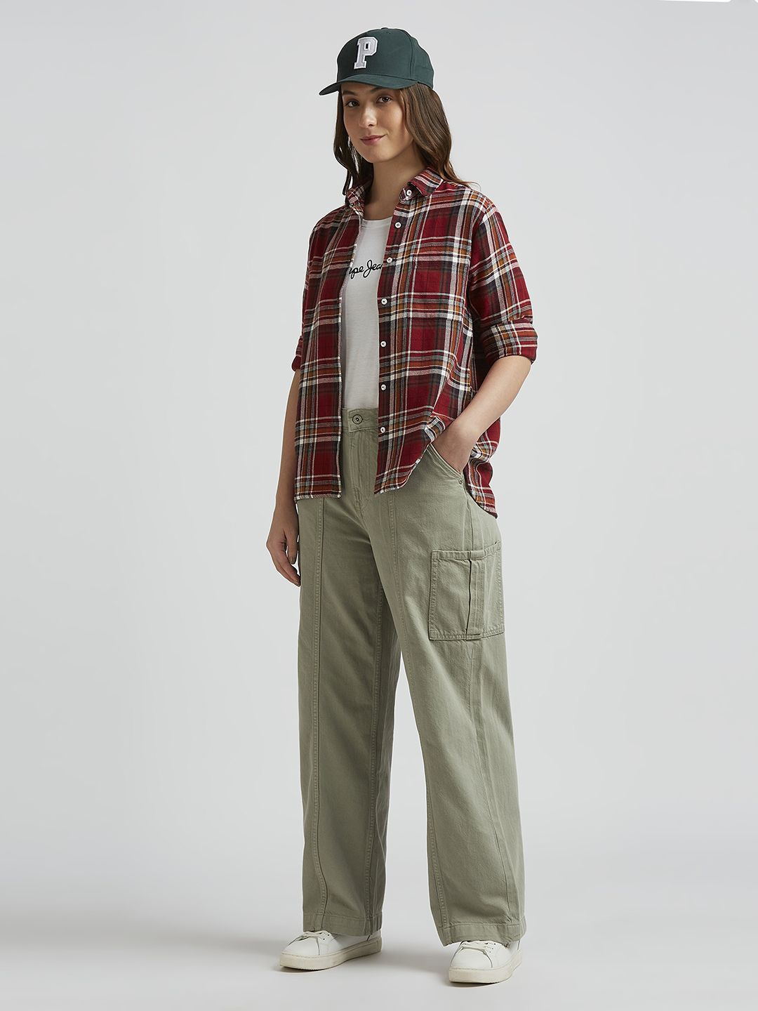 

Pepe Jeans Women Spread Collar Tartan Checked Cotton Casual Shirt, Maroon