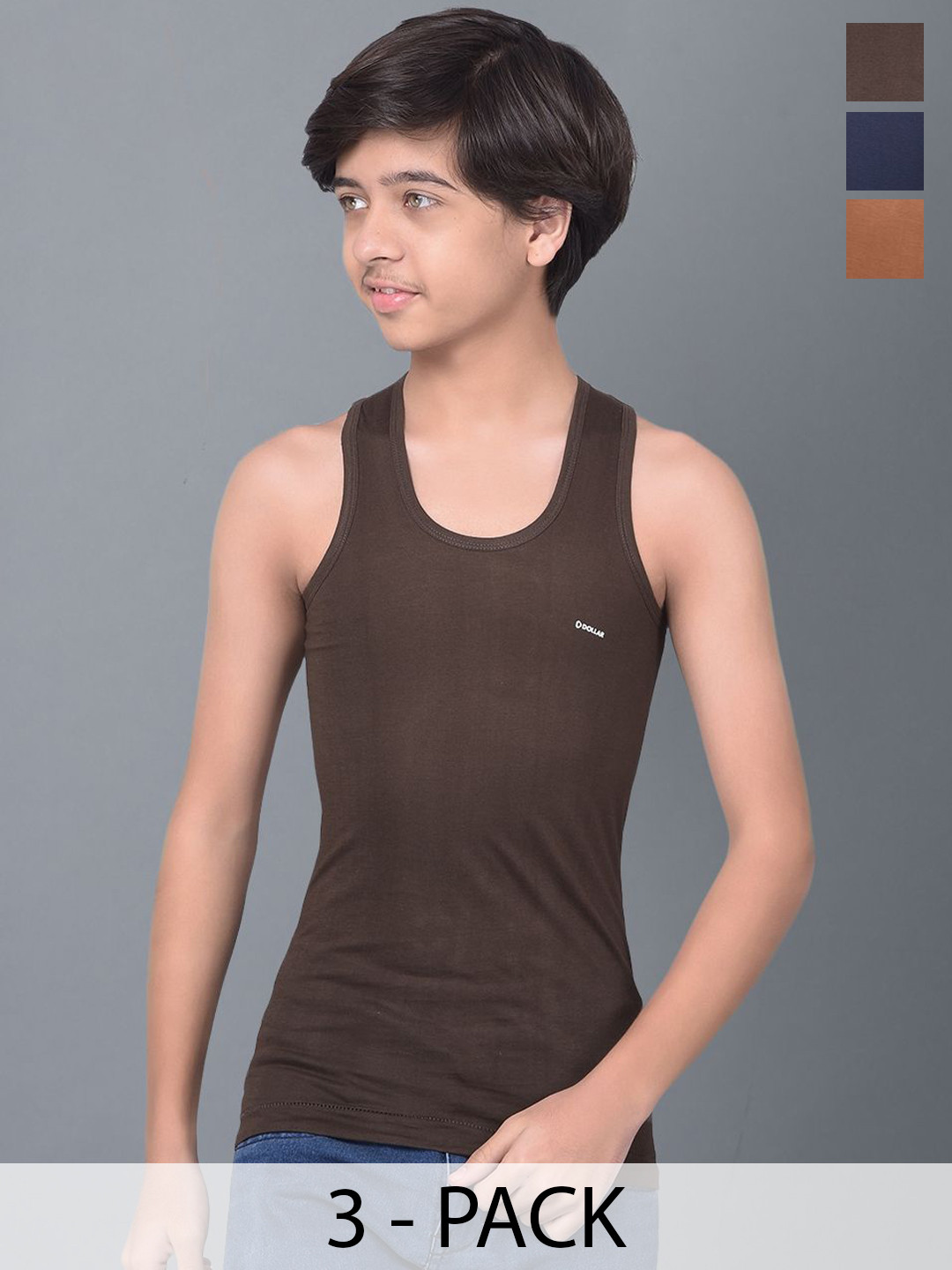 

Dollar Bigboss Boys Pack of 3 Assorted Cotton Vest- MBKVE-01-FNRN-CLR-PO3-CO2-Assorted