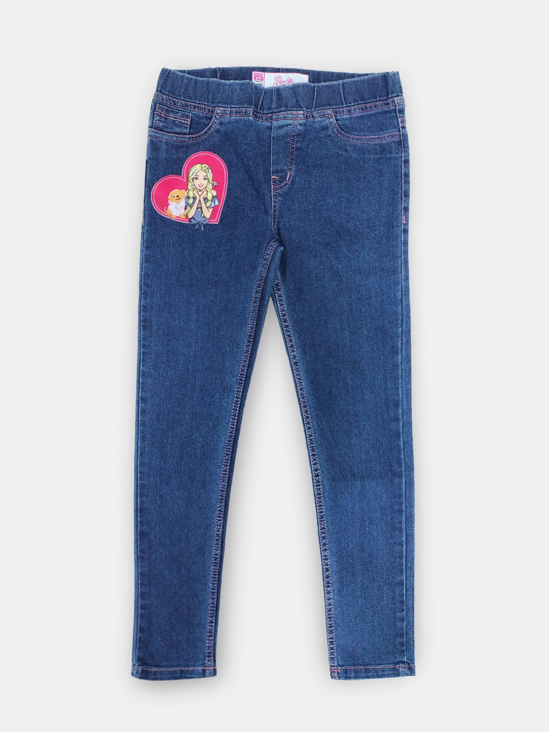 

Here&Now X Game Begins Girls Barbie Printed Denim Jeggings, Blue