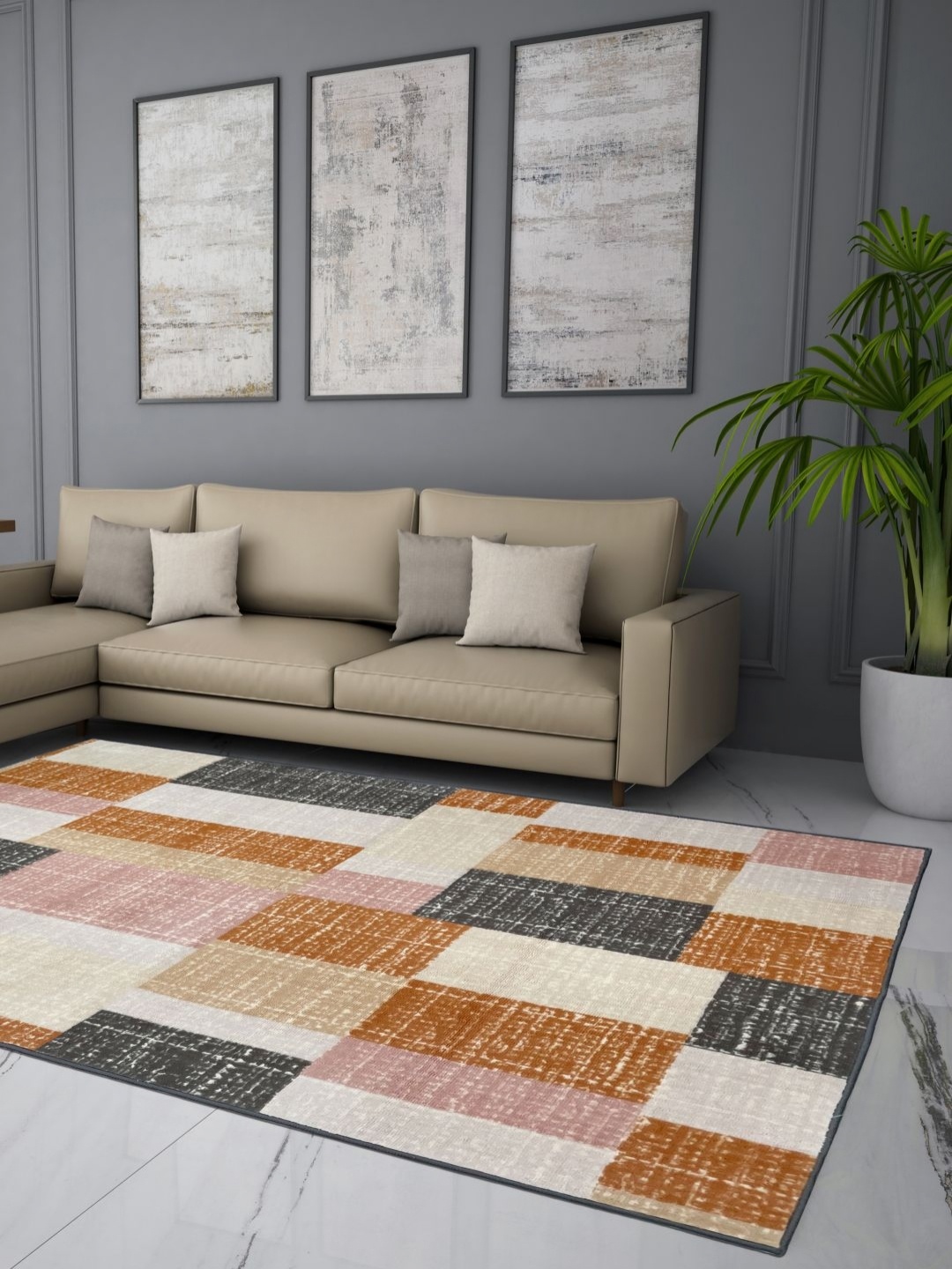 

Welspun Red & Cream Geometric Anti-Skid Carpet