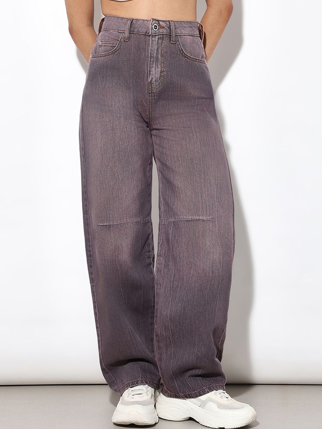 

ONLY Women Flared High-Rise Light Fade Cotton Jeans, Blue