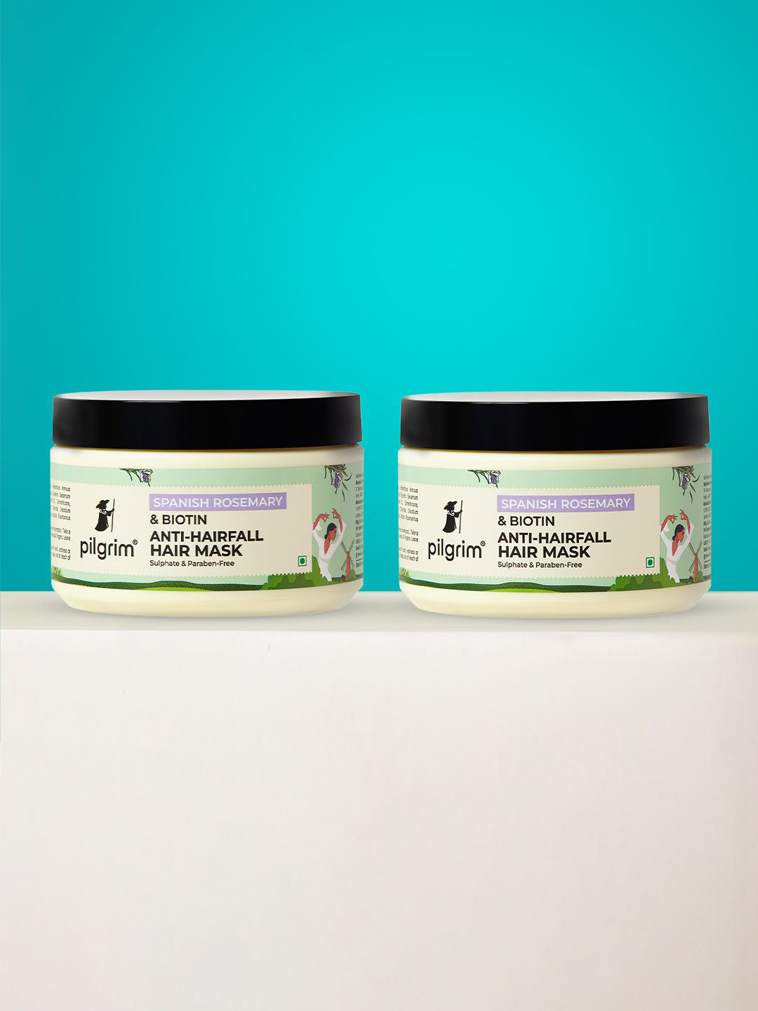 

Pilgrim Set Of 2 Spanish Rosemary Anti Hairfall Hair Mask With Biotin - 200g Each, Green