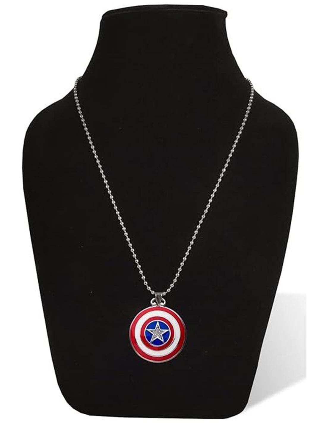 

9blings Men Silver-Plated Captain America Pendant with Chain