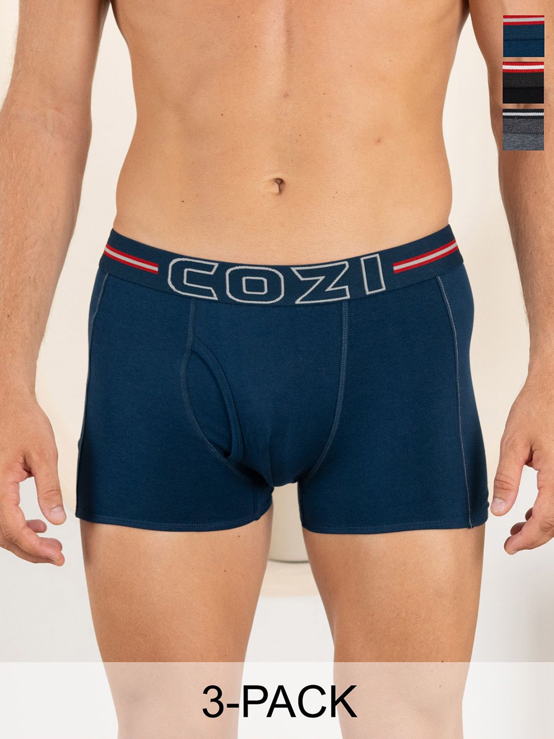 

Lux Cozi Pack Of 3 Assorted Pure Cotton Trunks- COZI_1125_LUXURY_AST_3PC