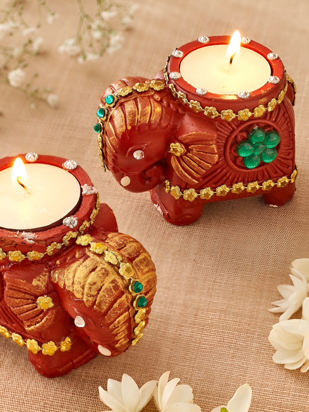 

Home Centre Brown & Green 2 pieces Tea Light Candle