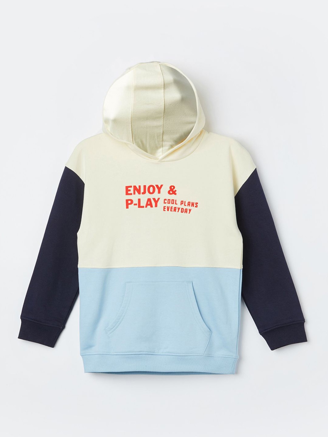 

Fame Forever by Lifestyle Boys Colourblocked Hood Cotton Pullover Sweatshirt, Cream