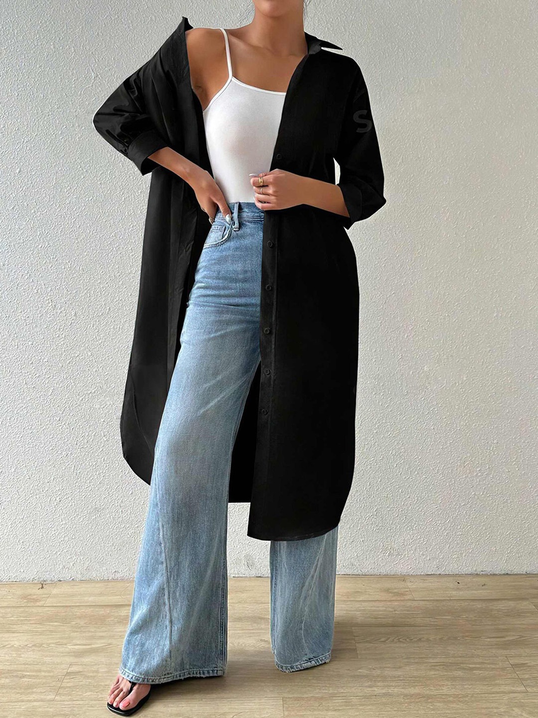 

StyleCast x Revolte Women Spread Collar Solid Casual Open Front Jacket, Black