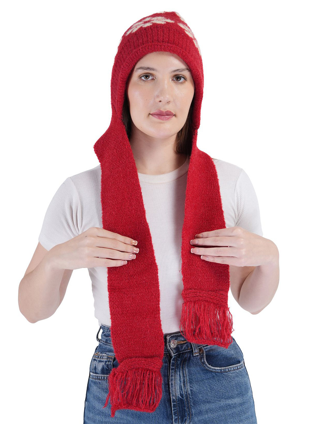 

TEEMOODS Women Printed Beanie, Red