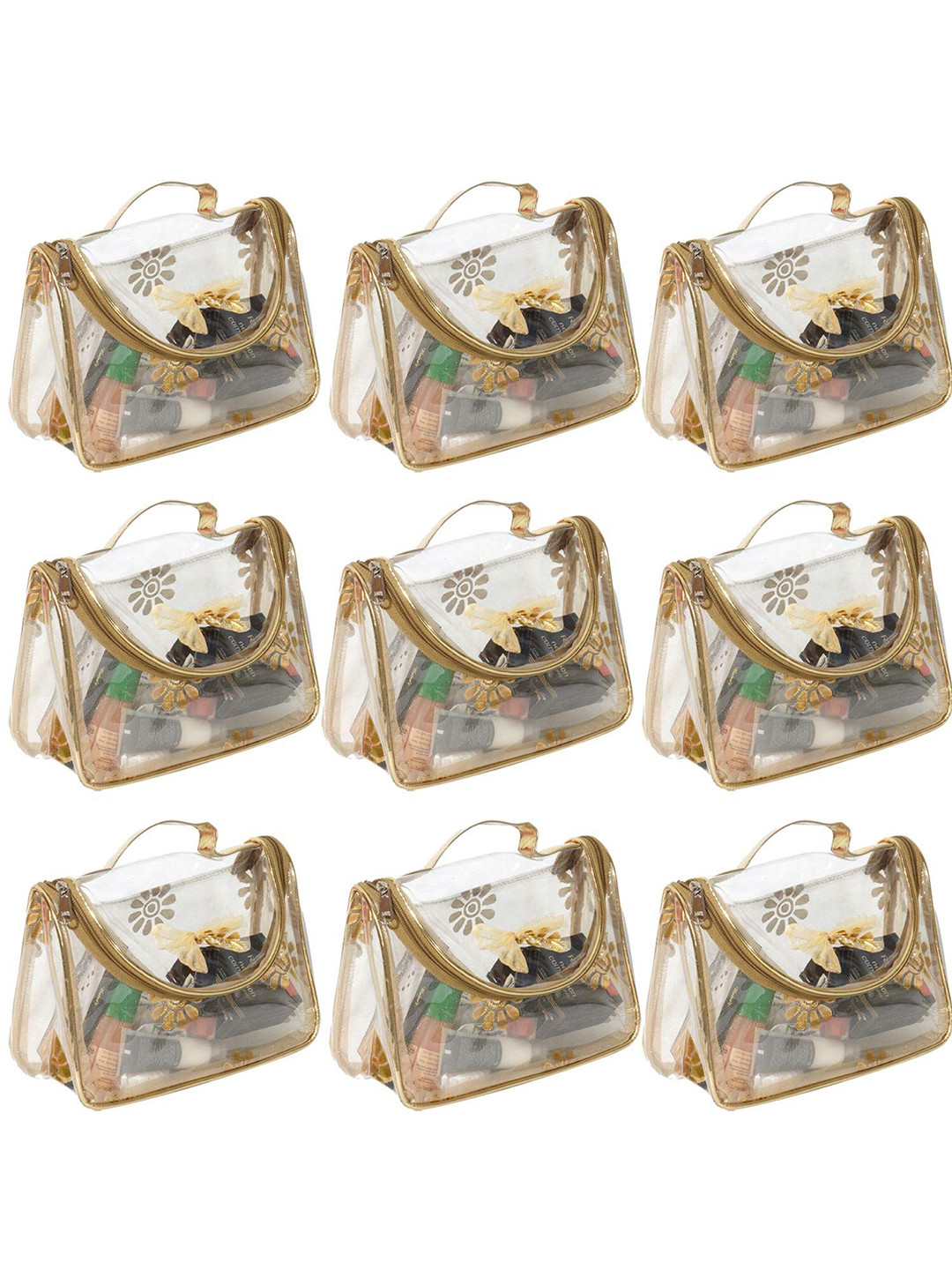 

prettykrafts Gold-Toned & Transparent 6 Pieces Reusable Jewellery Organiser