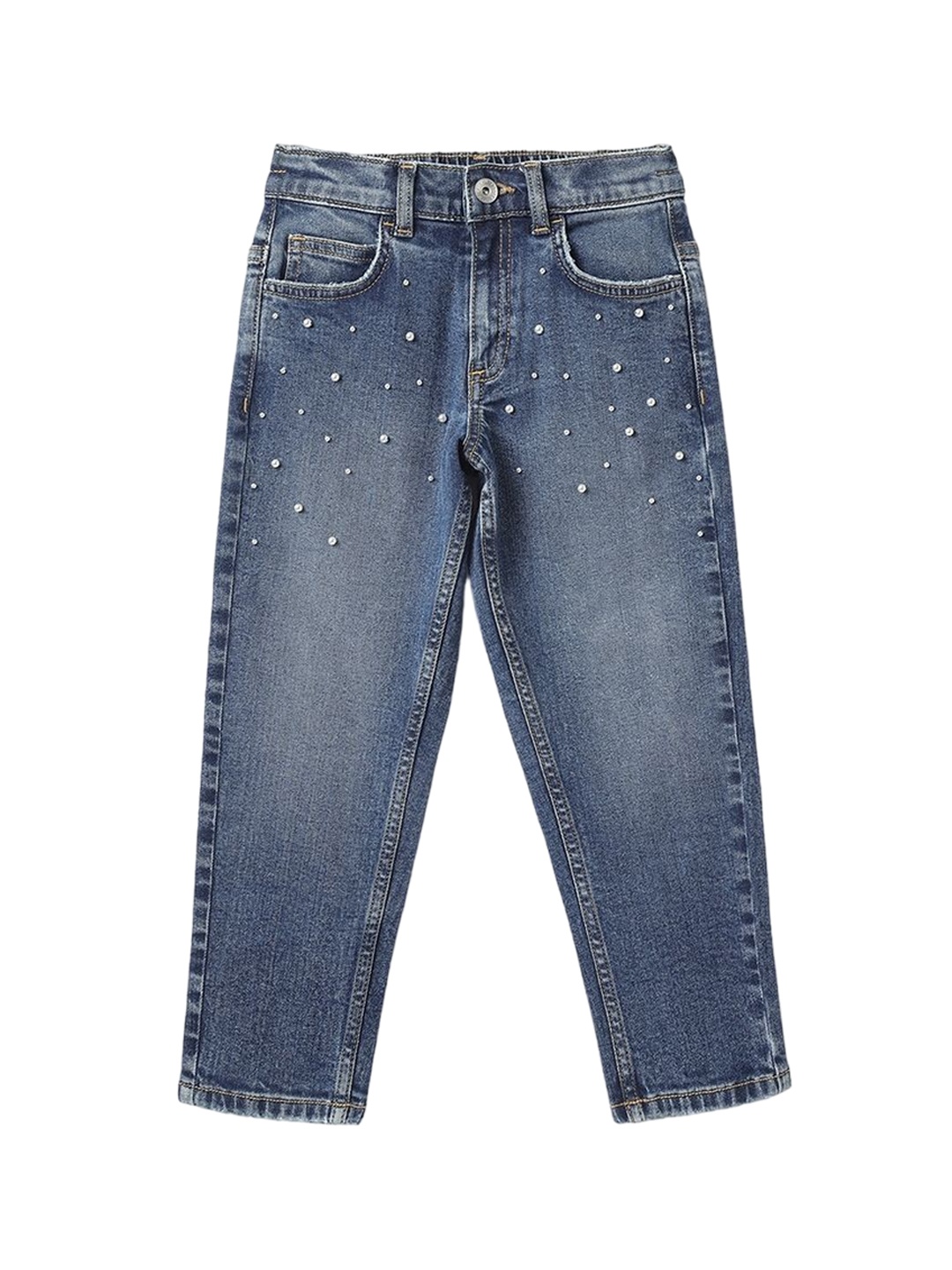 

United Colors of Benetton Girls Mid-Rise Mom Fit Jeans, Blue