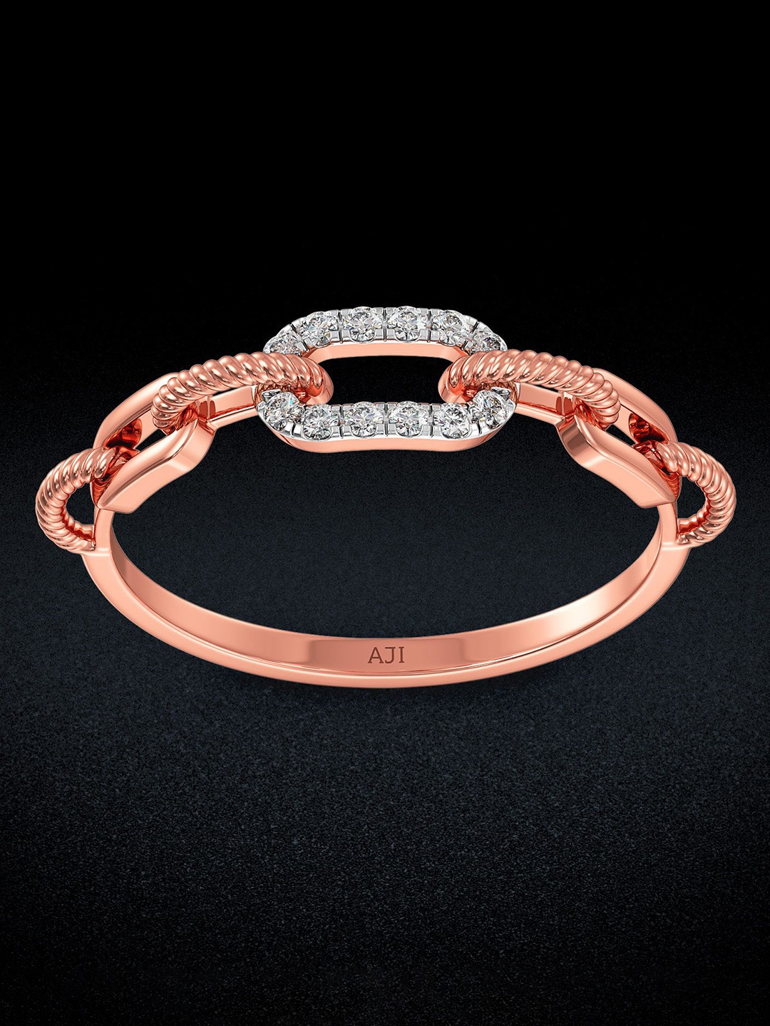 

Joyalukkas Women 18Kt Diamond Networked Style Finger Ring, Rose gold