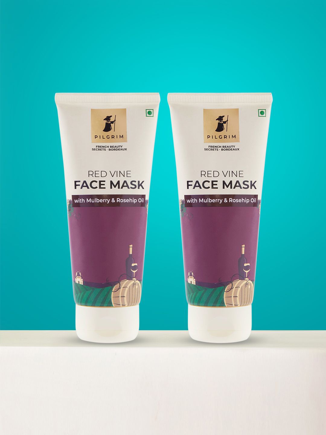 

Pilgrim Set Of 2 Red Vine Face Mask With Mulberry & Roseship Oil - 100g Each, Magenta