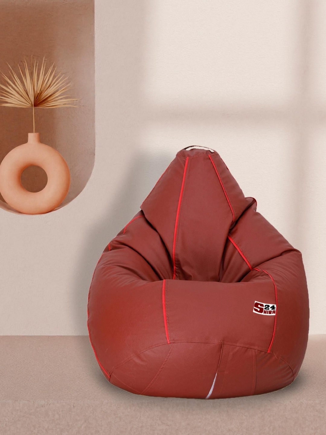 

SHIRA 24 Brown Tear Drop Piping Bean Bag Cover, Tan