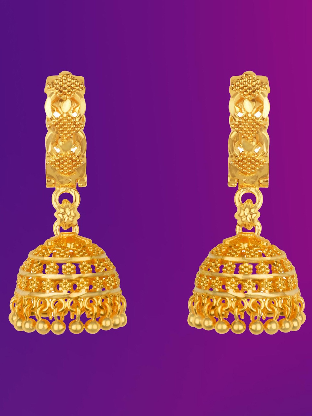

Lila Gold-Plated Mother of Pearl Dome Shaped Jhumkas