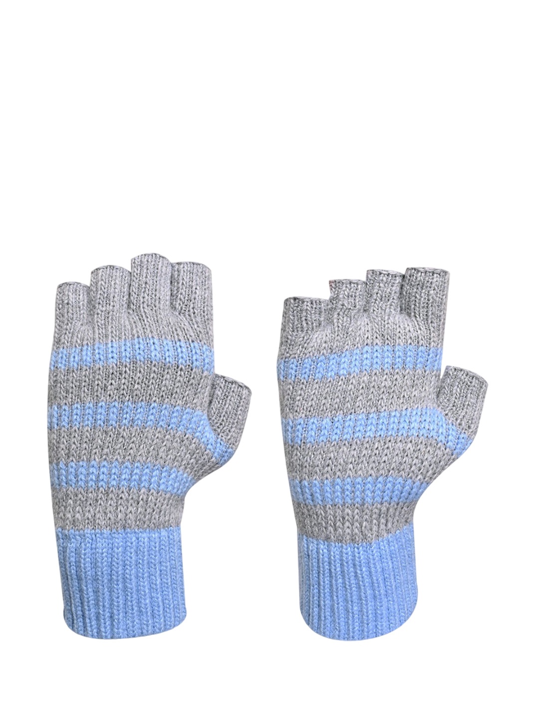 

LOOM LEGACY Men Striped Acrylic Fingerless Gloves, Grey