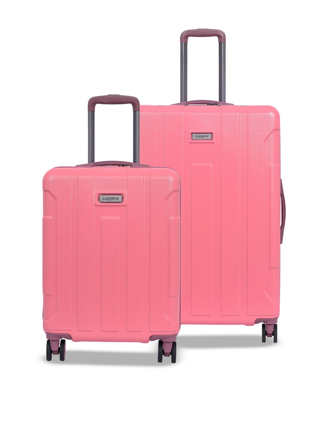 

Luggero Unisex Set Of 2 Hard Sided 360-Degree Rotation Trolley Bags, Pink