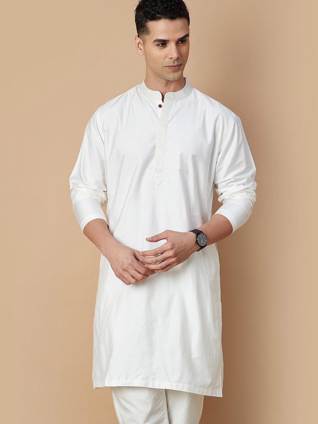 

Melange by Lifestyle Mandarin Collar Kurta, Off white