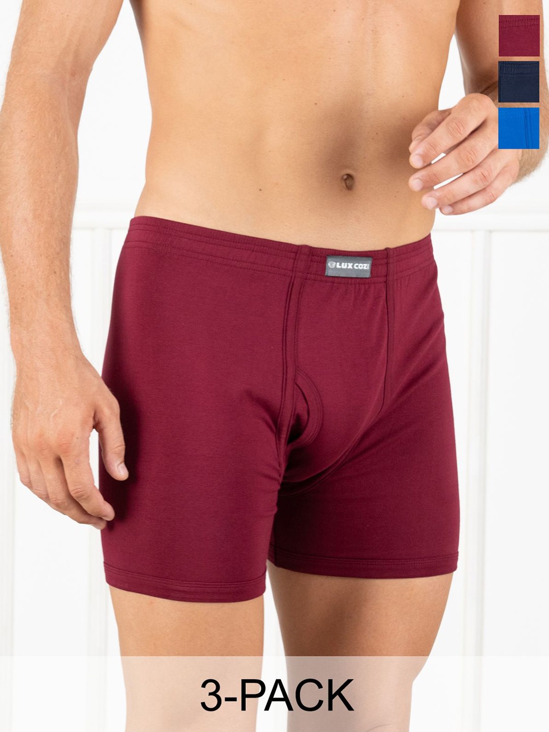 

Lux Cozi Pack Of 3 Pure Cotton Assorted Trunks COZI_1126_LUXURY_AST_3PC, Maroon